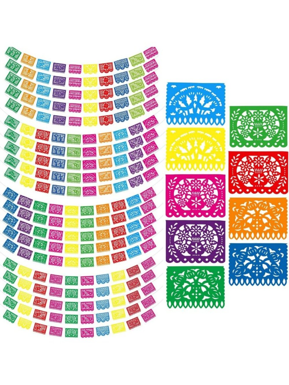 20 Pack Papel Picado Banners | Mexican Fiesta Decor for Cinco de Mayo Party